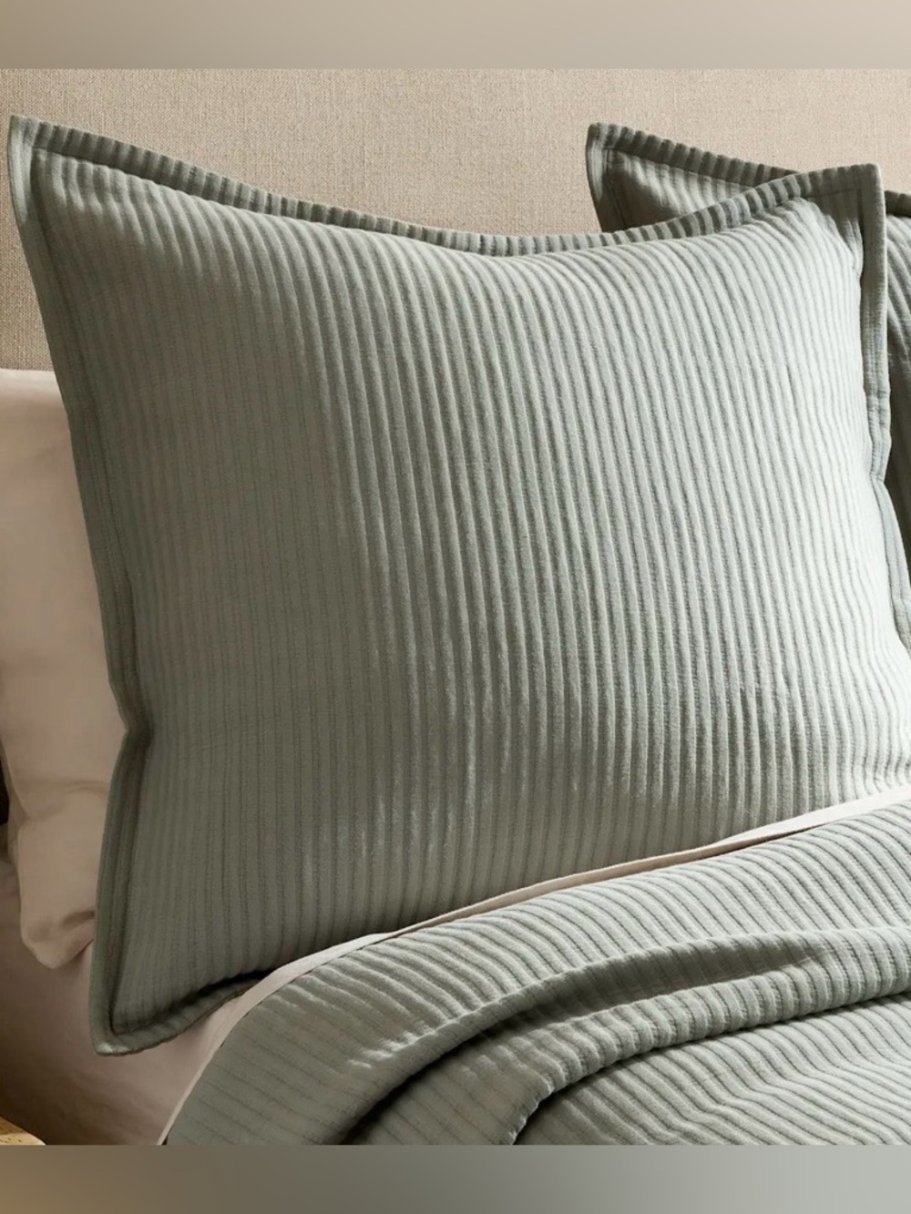 NWOT Quince Organic Cotton Matelasse Euro Sham, 26 X 26 (Dried Sage)